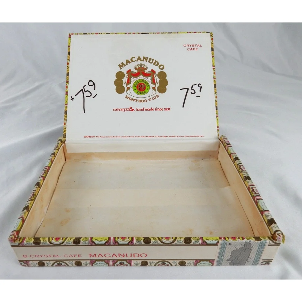 Vintage Macanudo Montego y Cia Crystal Cafe Cigar Box Jamaica Made Pre-2000